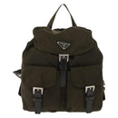 PRADA Backpack Nylon Khaki Silver Auth 159721-13