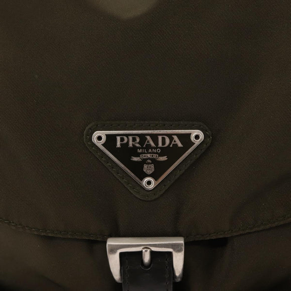 PRADA Backpack Nylon Khaki Silver Auth 159721