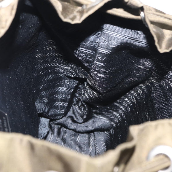 PRADA Backpack Nylon Khaki Silver Auth 159721