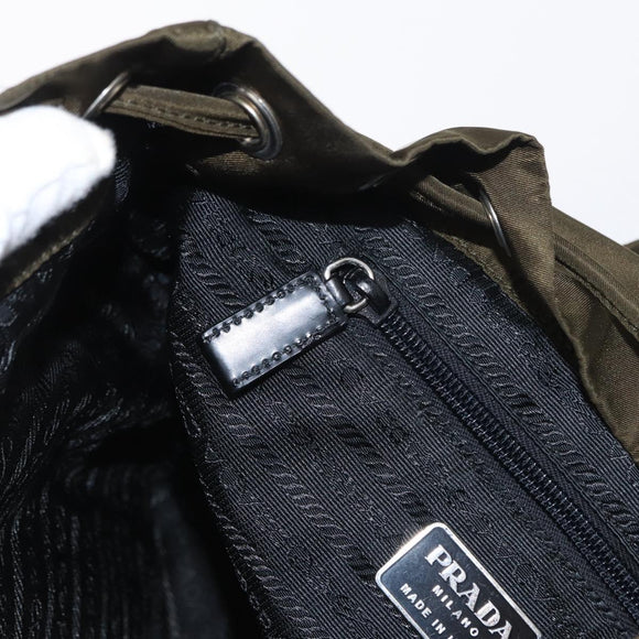 PRADA Backpack Nylon Khaki Silver Auth 159721