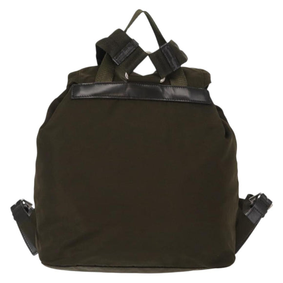 PRADA Backpack Nylon Khaki Silver Auth 159721