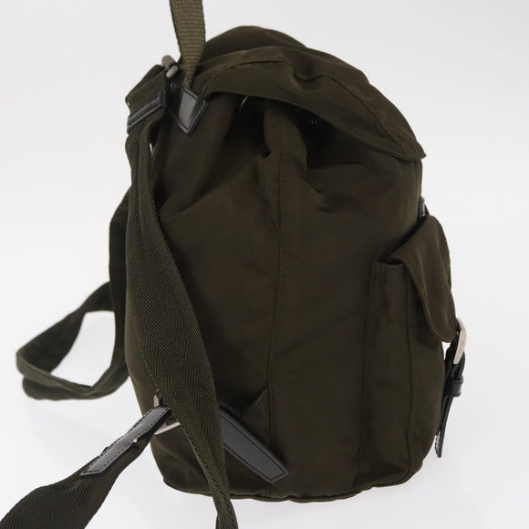 PRADA Backpack Nylon Khaki Silver Auth 159721