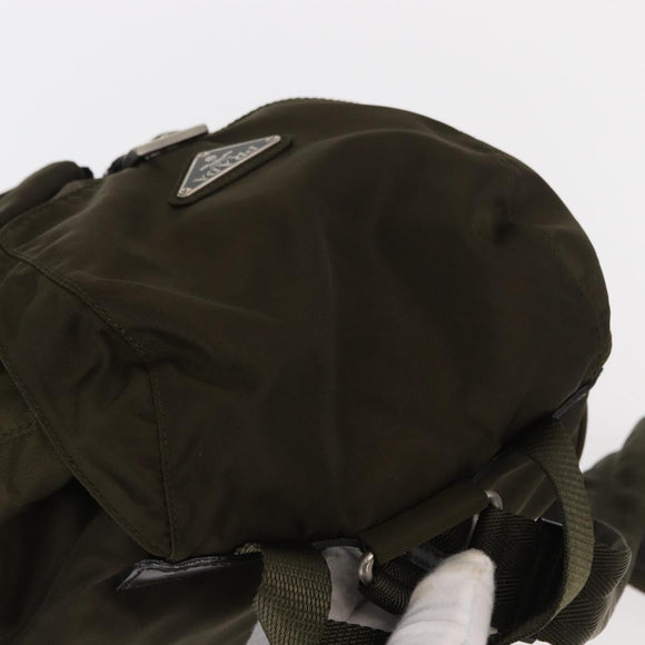 PRADA Backpack Nylon Khaki Silver Auth 159721