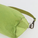 PRADA Hand Pouch Satin Green Silver Auth 159725-9
