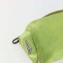 PRADA Hand Pouch Satin Green Silver Auth 159725-11
