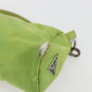 PRADA Hand Pouch Satin Green Silver Auth 159725-12