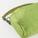 PRADA Hand Pouch Satin Green Silver Auth 159725-13