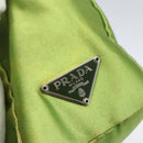 PRADA Hand Pouch Satin Green Silver Auth 159725-14