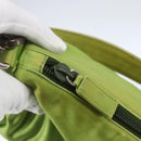 PRADA Hand Pouch Satin Green Silver Auth 159725-15