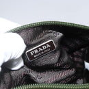 PRADA Hand Pouch Satin Green Silver Auth 159725-16