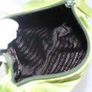 PRADA Hand Pouch Satin Green Silver Auth 159725-17