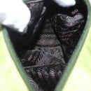 PRADA Hand Pouch Satin Green Silver Auth 159725-19
