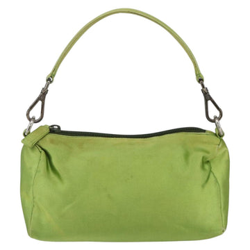 PRADA Hand Pouch Satin Green Silver Auth 159725 - 0