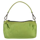 PRADA Hand Pouch Satin Green Silver Auth 159725-13