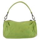 PRADA Hand Pouch Satin Green Silver Auth 159725-3