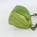 PRADA Hand Pouch Satin Green Silver Auth 159725-5