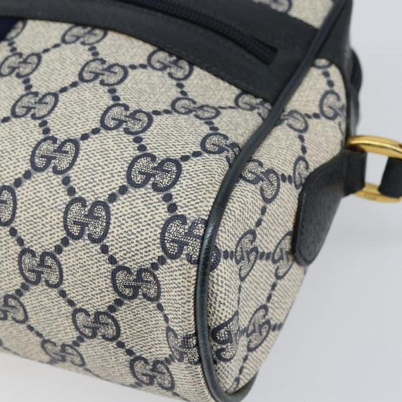 GUCCI GG Supreme Sherry Line Shoulder Bag PVC Navy Gold 75 02 004 Auth 159729