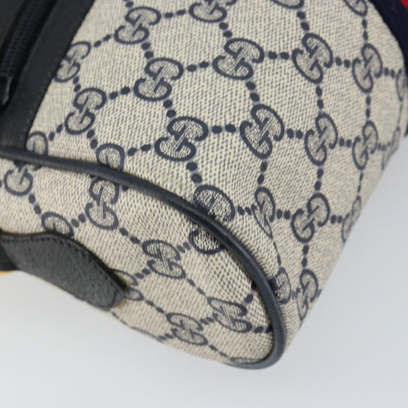 GUCCI GG Supreme Sherry Line Shoulder Bag PVC Navy Gold 75 02 004 Auth 159729