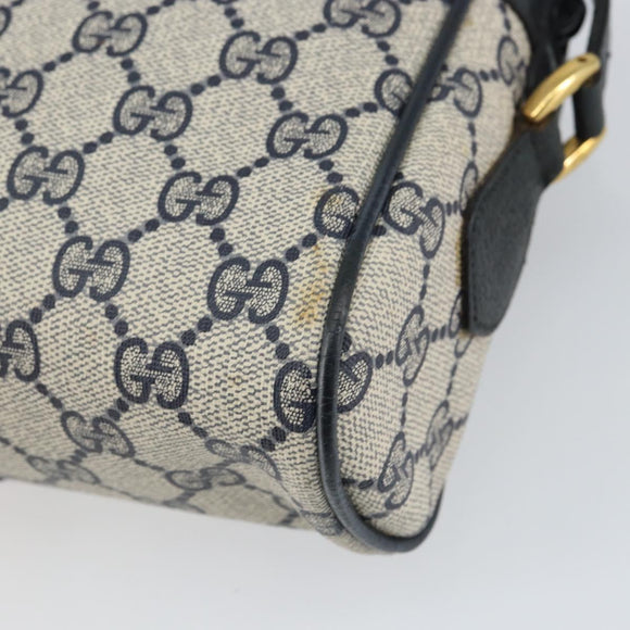 GUCCI GG Supreme Sherry Line Shoulder Bag PVC Navy Gold 75 02 004 Auth 159729