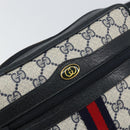 GUCCI GG Supreme Sherry Line Shoulder Bag PVC Navy Gold 75 02 004 Auth 159729-18