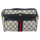 GUCCI GG Supreme Sherry Line Shoulder Bag PVC Navy Gold 75 02 004 Auth 159729-13