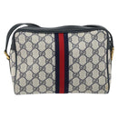 GUCCI GG Supreme Sherry Line Shoulder Bag PVC Navy Gold 75 02 004 Auth 159729-2