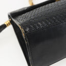 FENDI Hand Bag Leather Black Gold Auth 159731-11