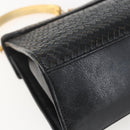 FENDI Hand Bag Leather Black Gold Auth 159731-13