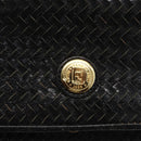FENDI Hand Bag Leather Black Gold Auth 159731-15