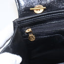 FENDI Hand Bag Leather Black Gold Auth 159731-17