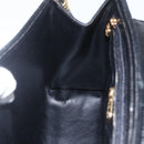 FENDI Hand Bag Leather Black Gold Auth 159731-20