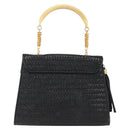 FENDI Hand Bag Leather Black Gold Auth 159731-3