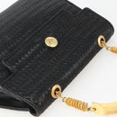 FENDI Hand Bag Leather Black Gold Auth 159731-6