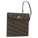 FENDI Zucca Canvas Hand Bag Black Brown Auth 159734-1