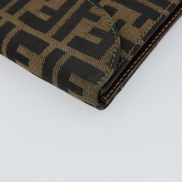 FENDI Zucca Canvas Hand Bag Black Brown Auth 159734