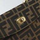 FENDI Zucca Canvas Hand Bag Black Brown Auth 159734-18