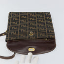 FENDI Zucca Canvas Hand Bag Black Brown Auth 159734-9