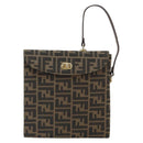 FENDI Zucca Canvas Hand Bag Black Brown Auth 159734-13
