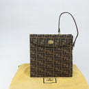 FENDI Zucca Canvas Hand Bag Black Brown Auth 159734-12