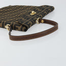 FENDI Zucca Canvas Hand Bag Black Brown Auth 159734-7