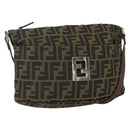 FENDI Zucca Canvas Shoulder Bag Black Brown Auth 159735-1