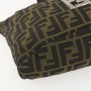 FENDI Zucca Canvas Shoulder Bag Black Brown Auth 159735-11