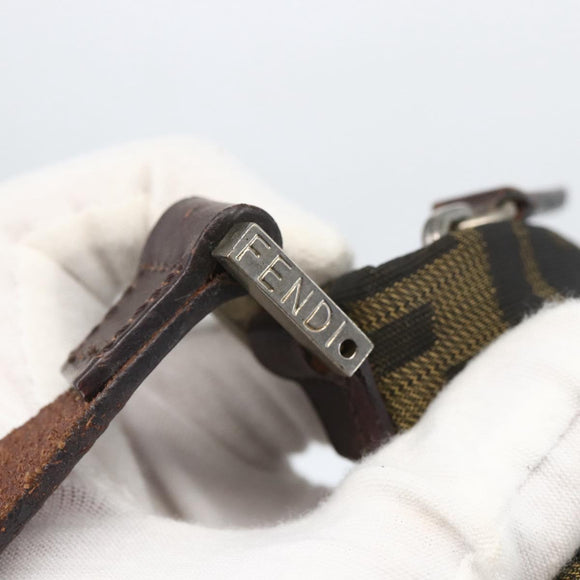 FENDI Zucca Canvas Shoulder Bag Black Brown Auth 159735