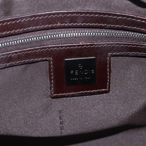 FENDI Zucca Canvas Shoulder Bag Black Brown Auth 159735