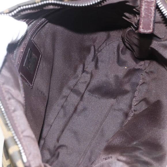 FENDI Zucca Canvas Shoulder Bag Black Brown Auth 159735