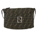 FENDI Zucca Canvas Shoulder Bag Black Brown Auth 159735-2