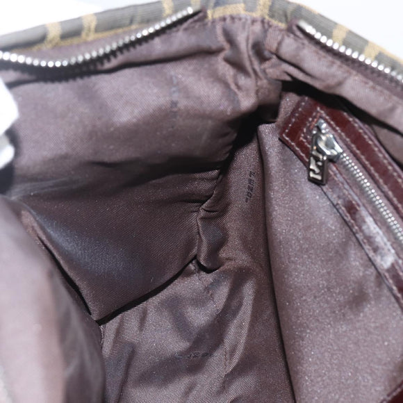 FENDI Zucca Canvas Shoulder Bag Black Brown Auth 159735