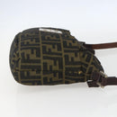 FENDI Zucca Canvas Shoulder Bag Black Brown Auth 159735-5