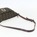 FENDI Zucca Canvas Shoulder Bag Black Brown Auth 159735-7
