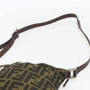 FENDI Zucca Canvas Shoulder Bag Black Brown Auth 159735-8